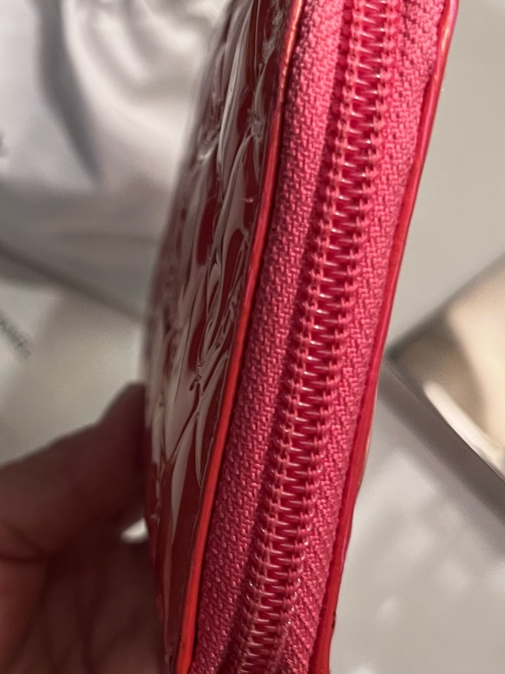 Chanel Pink Quilted Patent Leather Zip Wallet - Picture 8 of 13